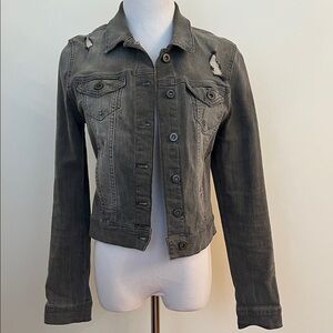 Distressed Denim Jacket Grey